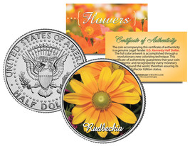 RUDBECKIA FLOWER JFK Kennedy Half Dollar US Colorized Coin - £6.84 GBP