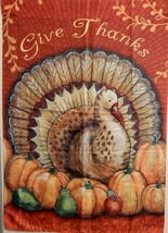 Jennifer Van Pelt Give Thanks Fall Harvest Turkey Garden Yard Flag 28x40 - £10.21 GBP