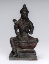Vishnu Statua - Antico Thai Stile Seduta Bronzo 23cm/22.9cm - £324.14 GBP