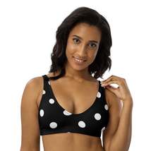 Autumn LeAnn Designs®  | Women&#39;s Padded Bikini Top,  Black with White Po... - £30.60 GBP