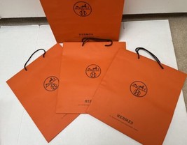Hermes Large Gift Bag 16.5 x 6.75 x 16 Shopping Supplies Lot of 4 Bags - £62.44 GBP