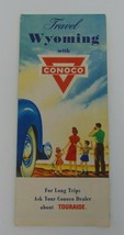 1956 Conoco Map Of Wyoming, Touraide, Travel, Vintage - £6.20 GBP