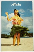 Aloha Lovely Hawaiian Hula Maiden Sways to an Island Melody Postcard I17 - £5.46 GBP