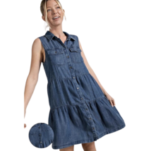 Velvet Heart Collette Denim Dress Womens Size M Tiered Sleeveless Pocket... - $29.99