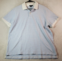 J.CREW Polo Shirt Men Size XL Blue White Striped Cotton Short Sleeve Slit Collar - £13.31 GBP