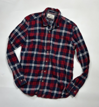 On The Road Shirt Adult Medium Red &amp; Black Plaid Flannel Slim Fit Button... - £13.92 GBP