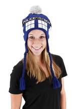 Doctor Who Tardis Image Knitted Laplander Beanie Hat LICENSED NEW UNWORN - $16.44