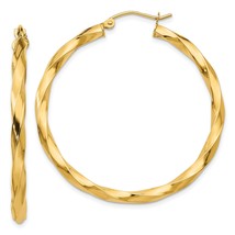14K Yellow Gold Twisted Hoop Earrings Jewelry 40mm x 38mm - £252.91 GBP