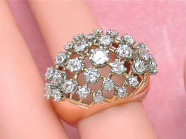 Vintage Retro 2ctw Old Mine Diamond Pink 18K Wide Band Dome Cocktail Ring 1940 - £2,848.42 GBP