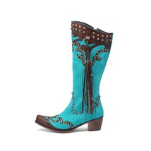 Ts low heel autumn winter women shoes british embroidered design western mid calf boots thumb200
