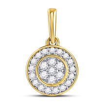 10kt Yellow Gold Womens Round Diamond Circle Frame Flower Cluster Pendant - £160.05 GBP