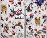 Set of 2 Same Printed Cotton Towels(16&quot;x26&quot;) PATRIOTIC CATS &amp; AMERICAN F... - $14.84