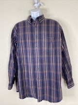 Roundtree &amp; Yorke Men Size XL Blue Plaid Portuguese Flannel Button Up Shirt - $8.21
