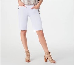 Belle by Kim Gravel Citi Twill Curved Hem Bermuda Short (White, 4) A398132 - $18.35