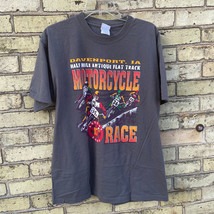 2005 Motorcycle T-Shirt Men&#39;s L Gray Flat Track Racing Antique Davenport... - £15.15 GBP