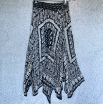 Bila Skirt Womens S Black White Handkerchief Maxi Pull On Elastic Waist 26&quot; - £10.96 GBP