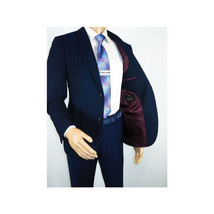 Men ZACCHI Velour Velveteen Hounds tooth Blazer Sport Coat DUANE 74521 Navy Blue image 5