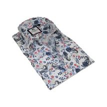 Men Shirt CASILA Turkey Cotton Blend Long Sleeves 501670-01 White Paisley image 3