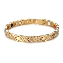 Fashion Stainless Steel Bracelets For Women Magnetic Therapy Jewelry Gold Link C - £29.59 GBP