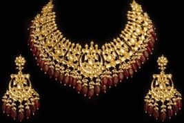VeroniQ Trends-Elegant Bridal Necklace in Handmade Kundan In Ruby Red Quartz - £263.73 GBP