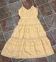 Aritzia Little Moon Milos tiered ruffle a line sleeveless dress apricot ... - $69.99