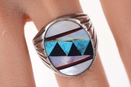 sz11.5 Vintage Zuni Sterling Munti-stone inlay ring - $191.01