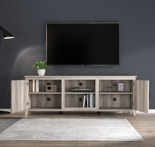 TV Stand Storage Media Console Entertainment Center With Two Doors, Grey Walnut - £207.12 GBP
