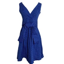 Boflyyang Womens Dress Size Large Blue White Polka Dot Sleeveless Fit &amp; ... - $14.85