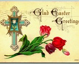 Cross &amp; Red Tulip Flowers Holiday Easter Greetings H Wessler 1909 DB Pos... - £2.29 GBP