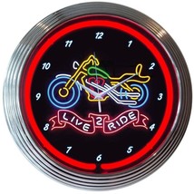 Live 2 Ride 15&quot; Neon Hanging Wall Clock 8LIVE2 - £64.78 GBP