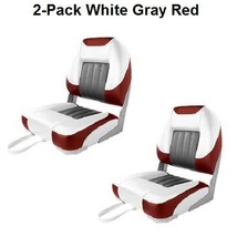 Boat Seats 2 Low Back White Red &amp; Gray Premium Marine Grade Vinyl UV Treated - £124.48 GBP