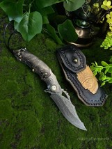 Japanese Damascus Steel Pocket Knife Hunting Knife Survival Folding Carb... - $95.04