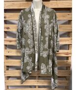 New York &amp; Company Open Cardigan Sweater Green White Damask Woman&#39;s Size... - €17,17 EUR