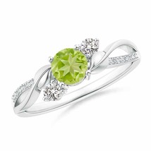 ANGARA Peridot and Diamond Twisted Vine Ring for Women, Girls in 14K Solid Gold - £722.62 GBP