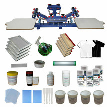 Adjustable 4Color 2Station Silk Screen Printing Press Kit DIY Materials - £544.62 GBP