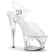 PLEASER Sexy Clear Shoes Cutout Platform 7&quot; High Stripper Heels MOON708/C/M - £47.92 GBP