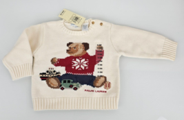 VTG Polo Ralph Lauren Bear Boat Truck Toys Knit Sweater Beige Baby Boy 6-9M - $59.39