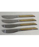 Vintage WMF Japan &quot;Stratos&quot; (4) Dinner Knife Set Lot Gold Accent Stainle... - £27.17 GBP