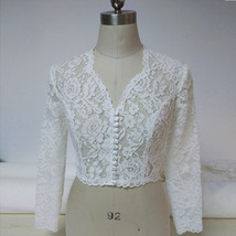 White Retro Square Neck Lace Shirt Button Down Wedding Bridal Lace Crop ... - £55.94 GBP