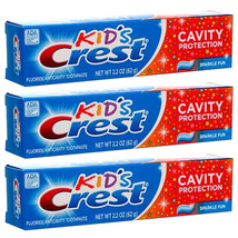 3-Pack New Crest Kid&#39;s Cavity Protection Toothpaste Sparkle Fun 2.2 Oz Exp 12-22 - £12.91 GBP