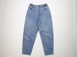 Vintage 90s Streetwear Womens 3 Distressed Elastic Waistband Tapered Denim Jeans - £31.61 GBP