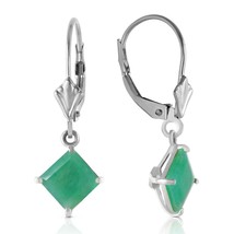 2.9 Carat 14K Solid White Gold Leverback Earrings Emerald Jewelry Series Royal - £405.00 GBP