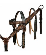 Western Horse Leather Tack Set w/ Crystal Rhinestones Bridle + Breast Co... - £69.68 GBP
