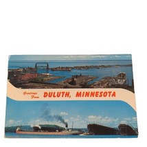 Postcard Greetings From Duluth Minnesota Aerial Ships Posted Chrome Posted - £5.69 GBP