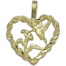 14K Gold Hummingbird With Hibiscus Flower Jewelry - £39.49 GBP