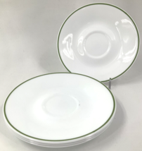 Vintage Corelle by Corning Ware Shadow Iris Green Trim Saucers 6.25&quot; Set of 4 - £11.03 GBP
