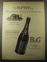 1953 B&amp;G Sparkling Burgundy Ad - Menu specialites pour Thanksgiving - 26  - £14.50 GBP