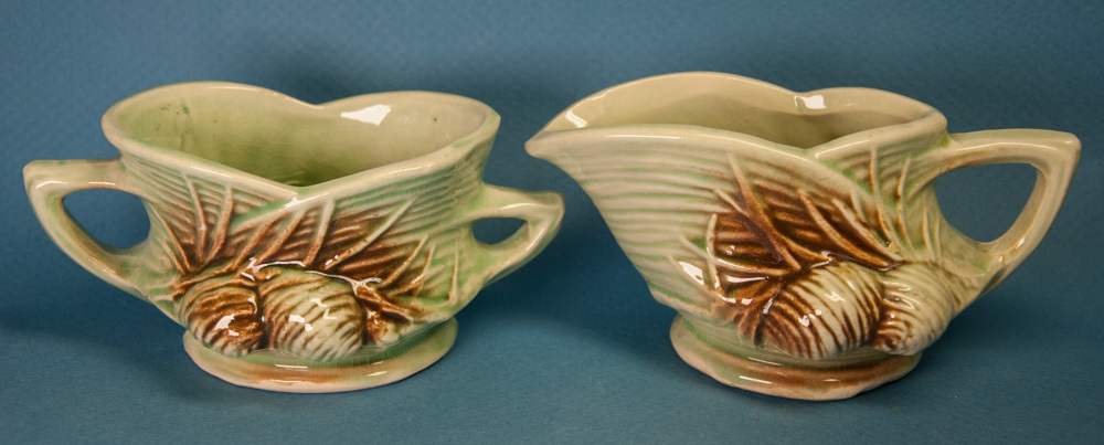 McCoy Pine Cone Creamer & Sugar Bowl Pottery Item image 2