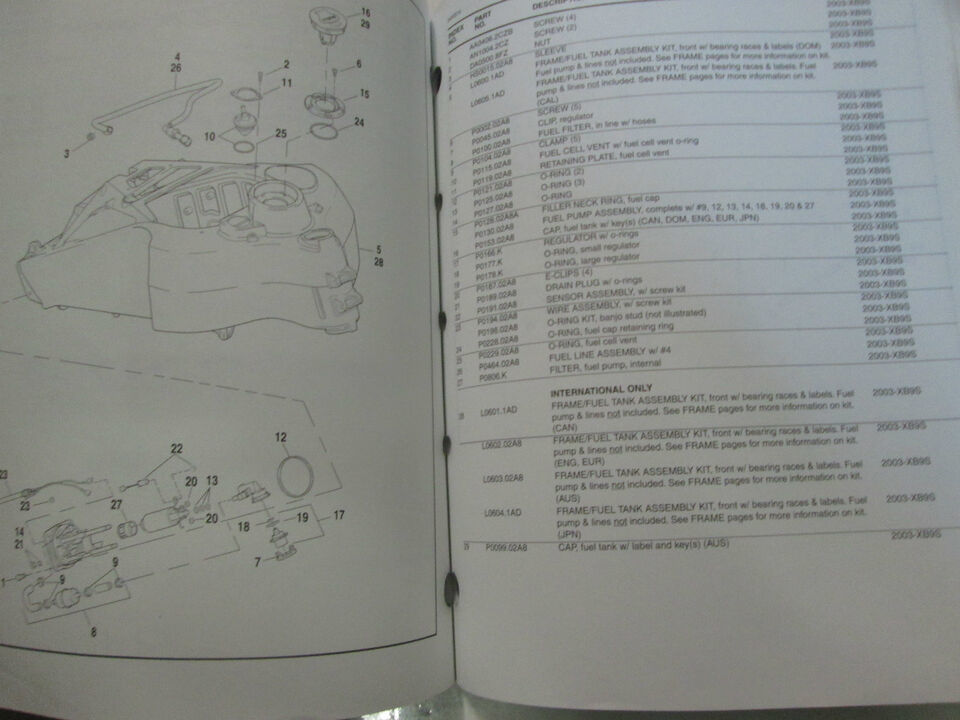 2003 Buell Lightning XB9S Models Parts Catalog Factory Manual OEM Book New-
s... Item image 4