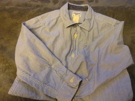 Boys Long Sleeve Shirt Size 6 Blue White Striped Oshkosh Bgosh Button Down - £6.37 GBP